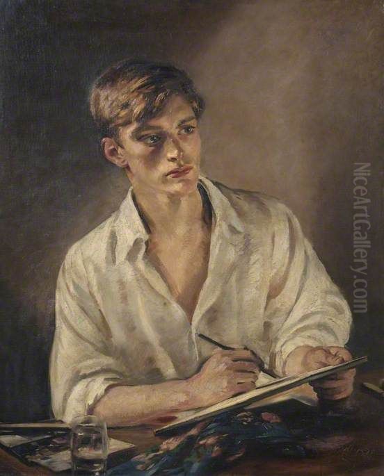 Young Man Sketching Oil Painting by William Bruce Ellis Ranken