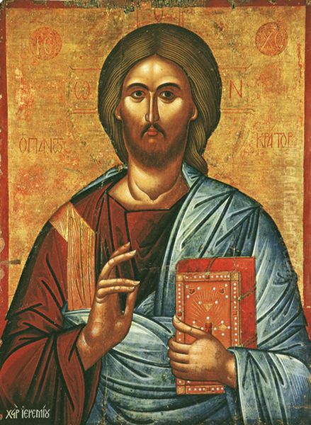 Christ Pantocrator Oil Painting by Ieremias Palladas