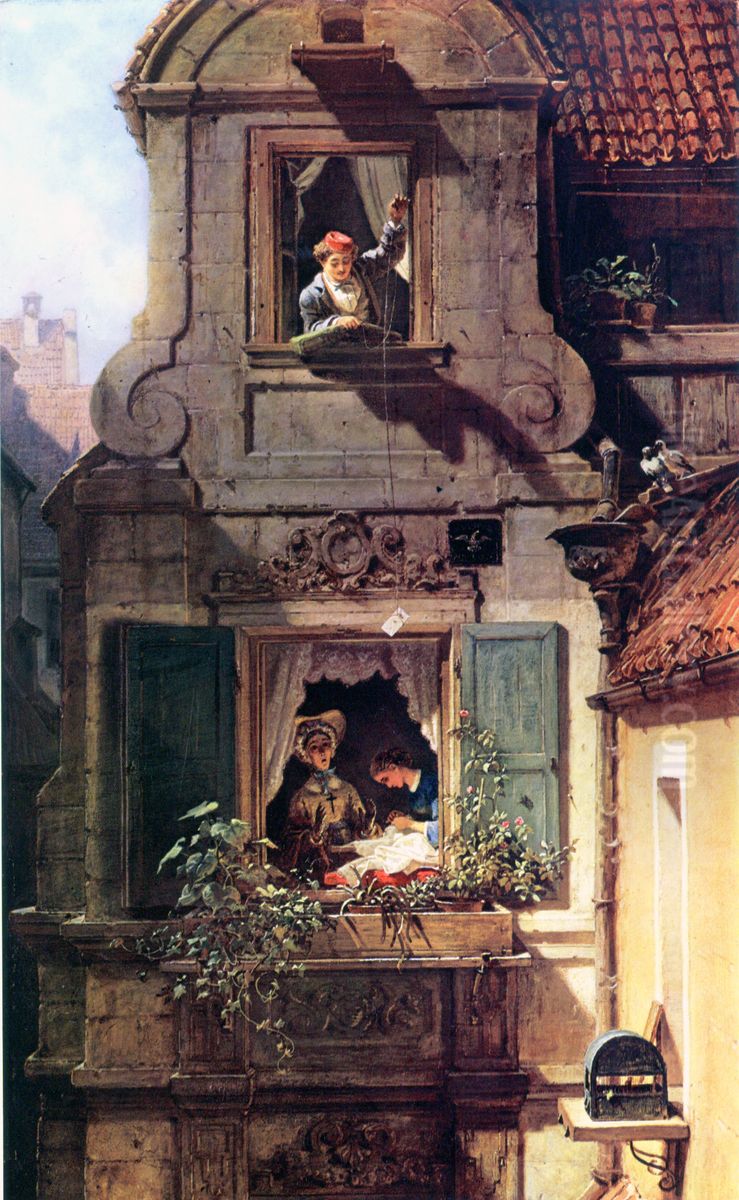 The intercepted love letter Oil Painting by Carl Spitzweg