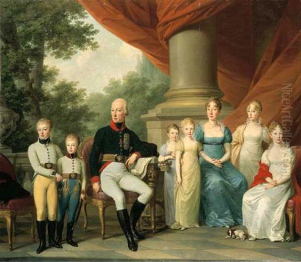 Portrat der Familie des osterreichischen Kaisers Oil Painting by Joseph Kreutzinger