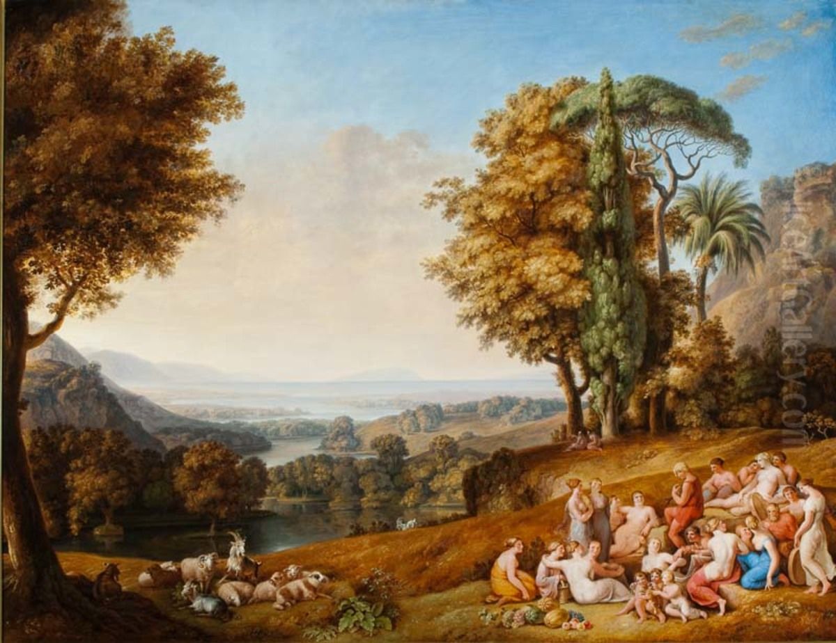 Ideallandschaft (Idyllen-Zyklus) Oil Painting by Johann Heinrich Wilhelm Tischbein I