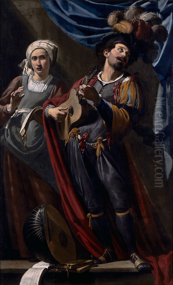 The two musicians Oil Painting by Theodoor Rombouts