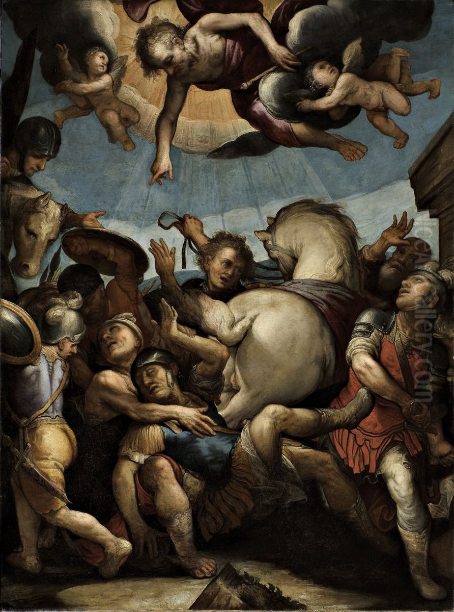 The conversion of St Paul Oil Painting by Ferrau Fenzoni