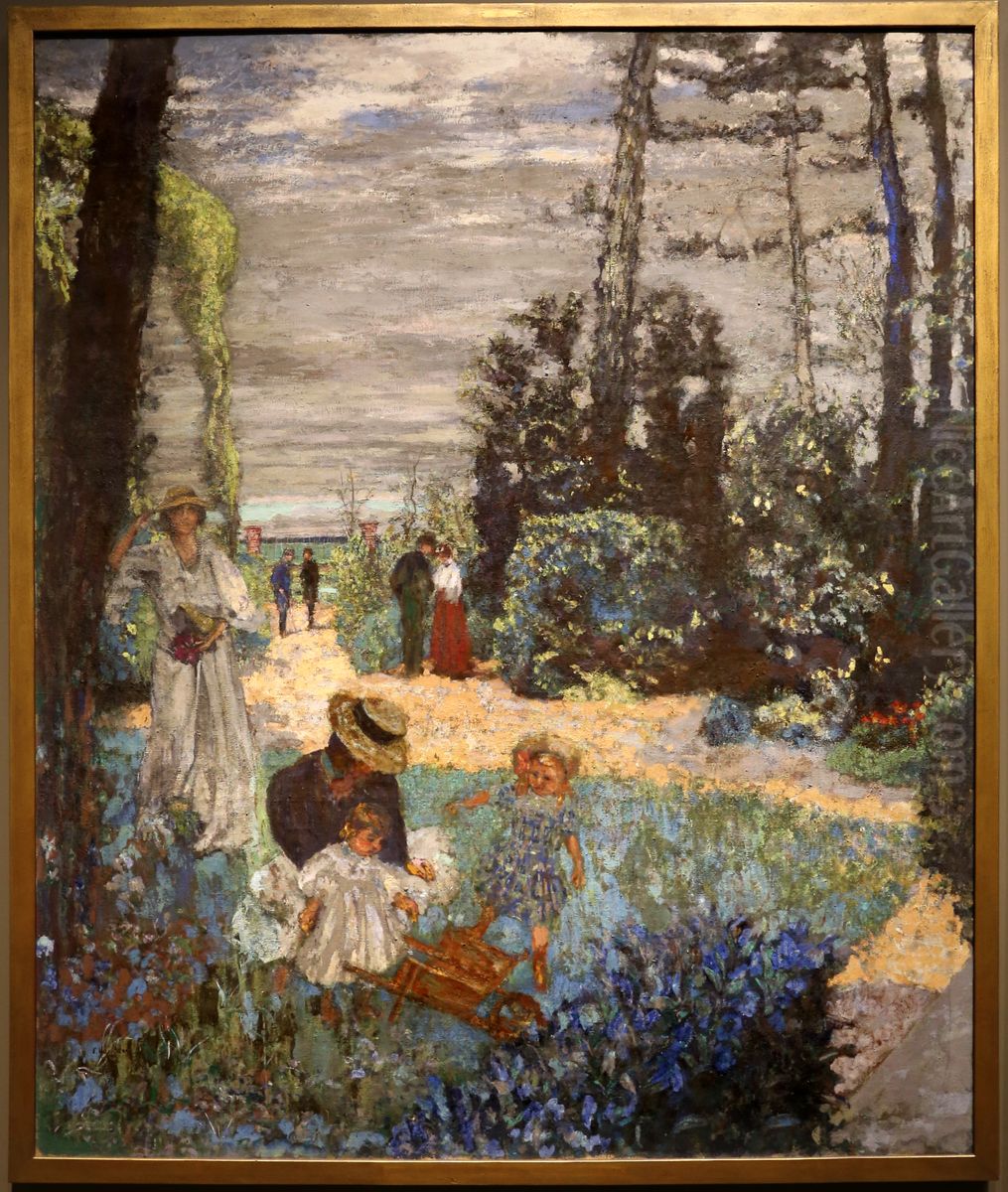 The Terrace at Vasouy, the Garden Oil Painting by Jean-Edouard Vuillard