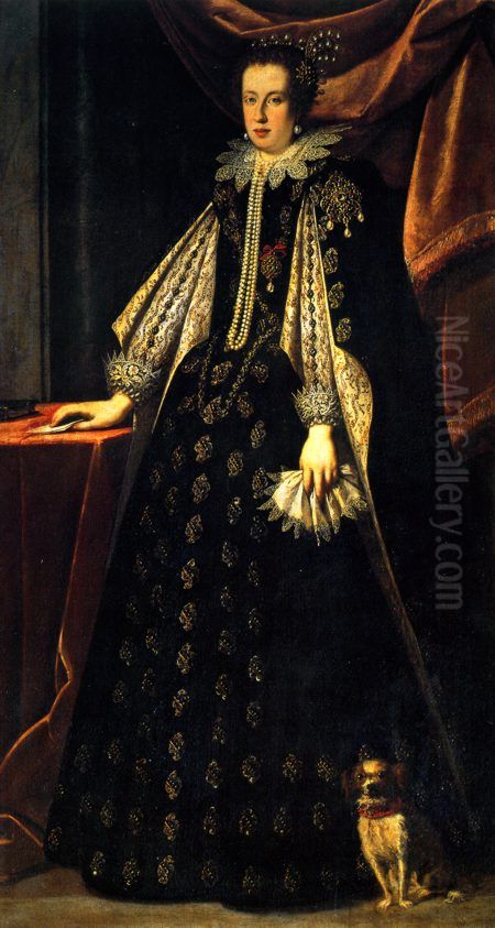 Portrait of Claudia de' Medici, Duchess of Urbino and Archduchess of Austria (1604-1648) Oil Painting by Justus Sustermans