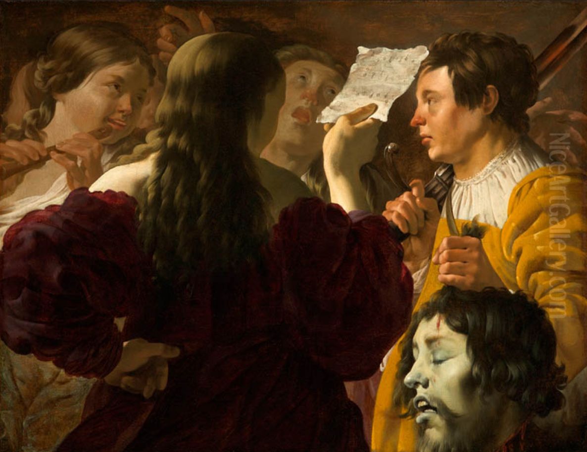 David Saluted by the Israelite Women Oil Painting by Hendrick Ter Brugghen