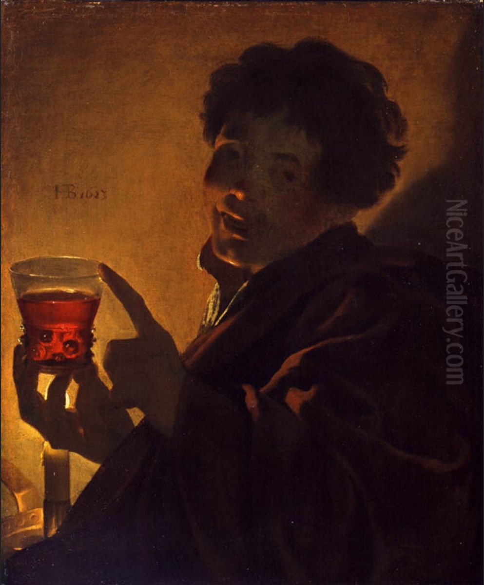Boy with a wineglass Oil Painting by Hendrick Ter Brugghen