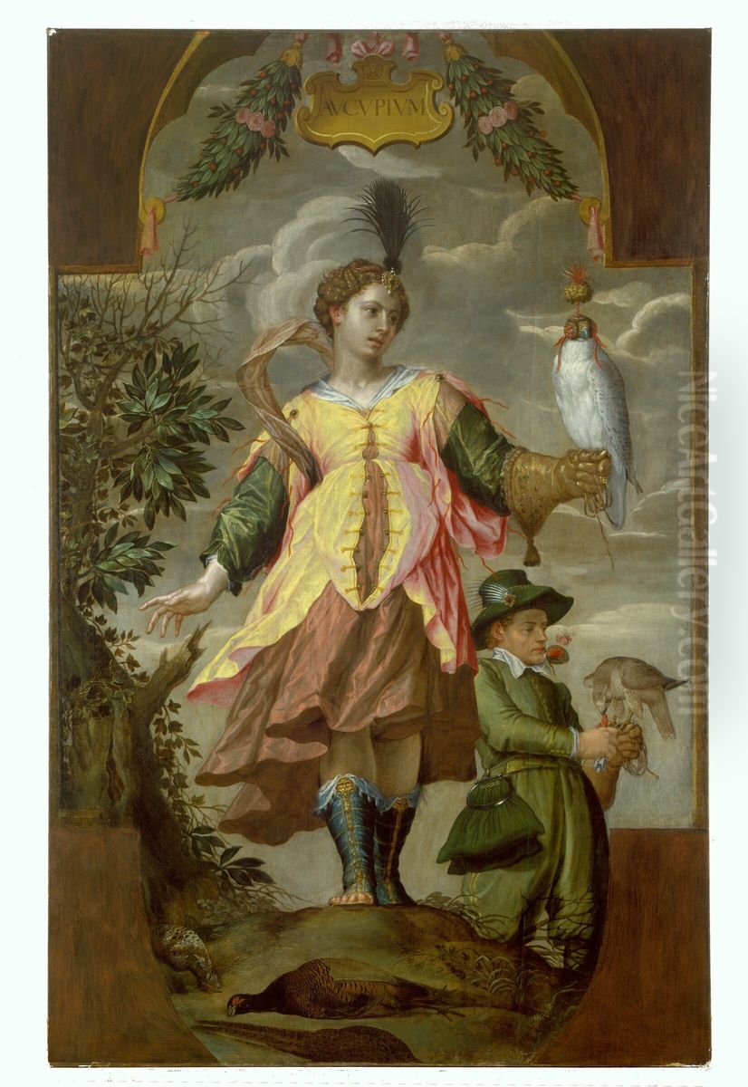 Aucupium - Allegory of bird hunting Oil Painting by Peter Candid