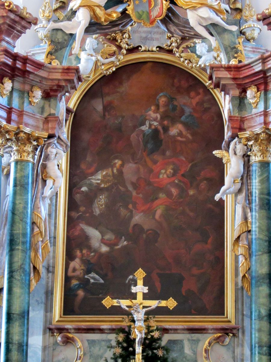 Saint Martin and other saints Oil Painting by Johann Georg Bergmuller