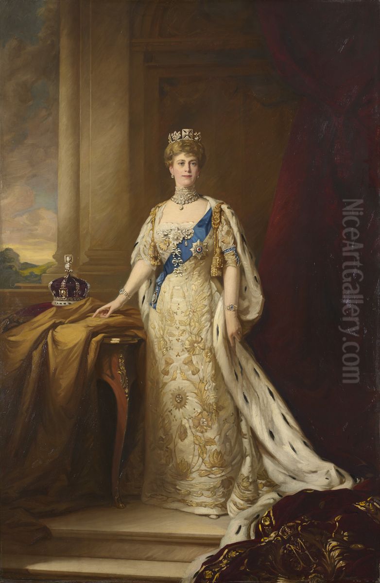 Mary of Teck (1867-1953), Queen Consort of George V Oil Painting by Leopold Lemage Swain