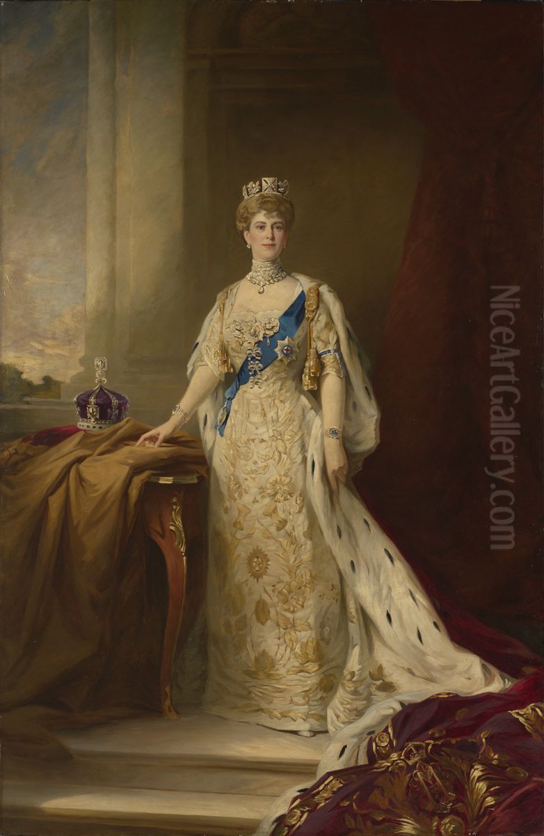 Mary of Teck (1867-1953), Queen Consort of George V Oil Painting by Harry Milward Allen