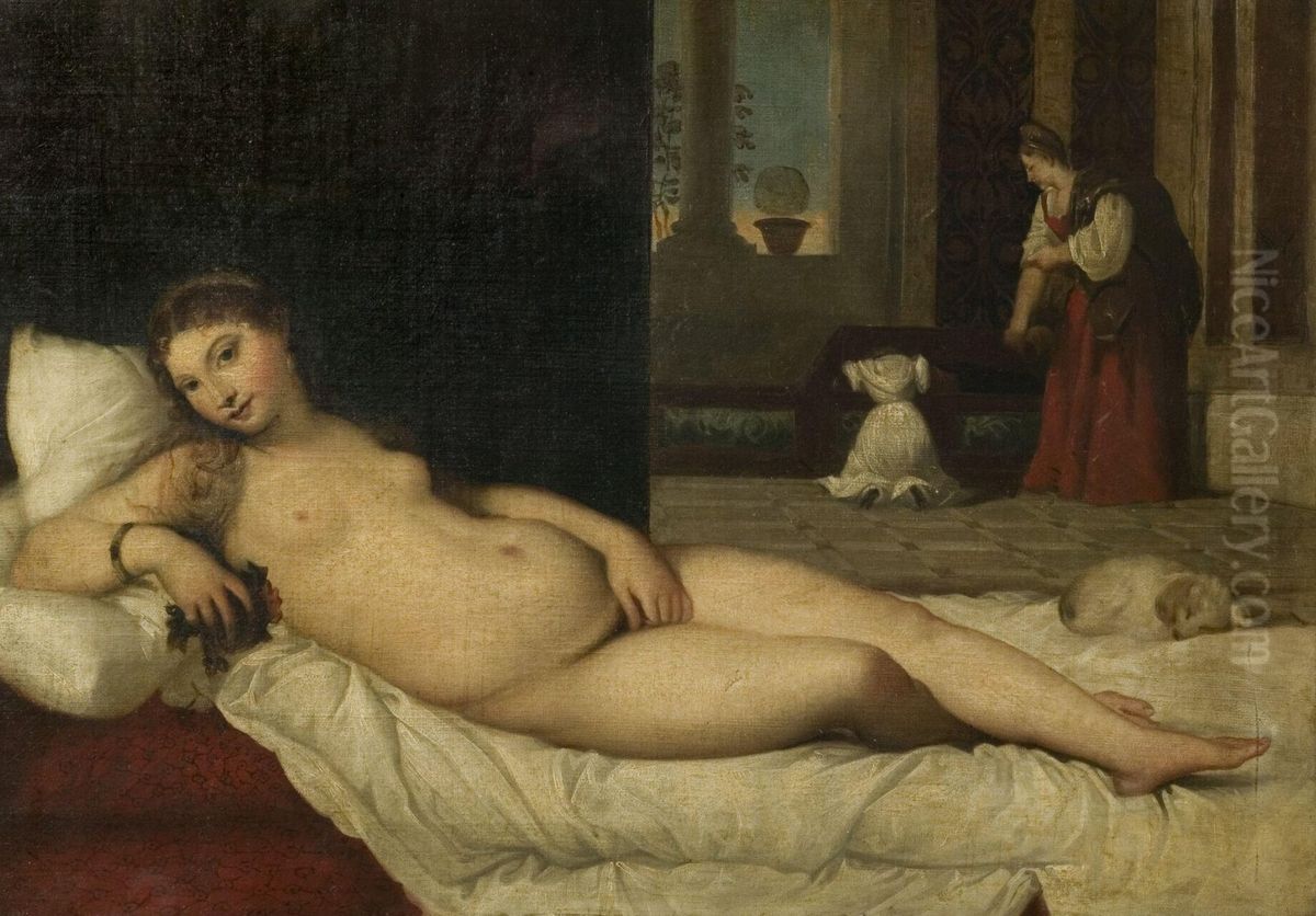 Venus of Urbino (after Titian) Oil Painting by Godfrey Sykes