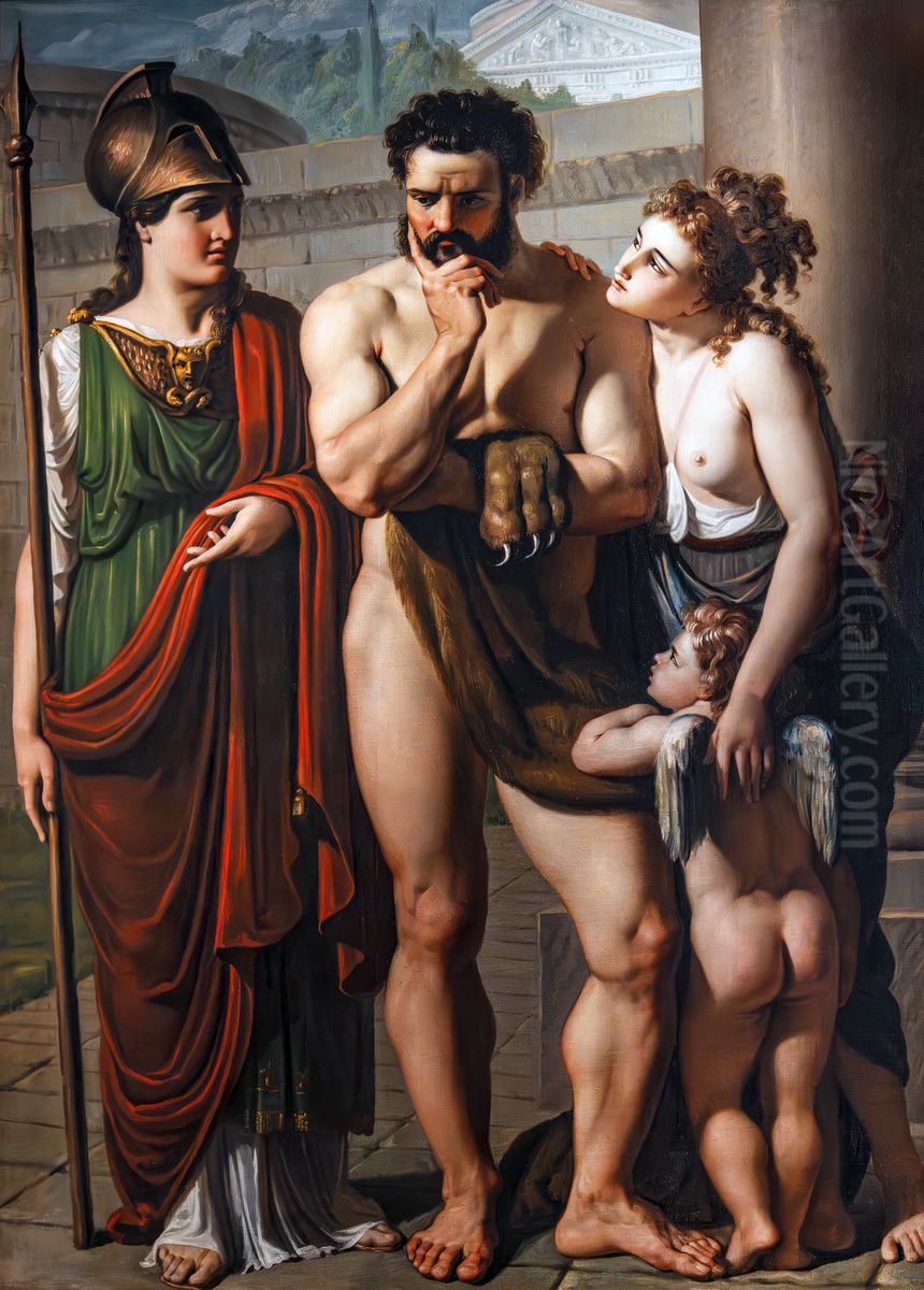 Hercules at the Crossroads Oil Painting by Giovanni De Min