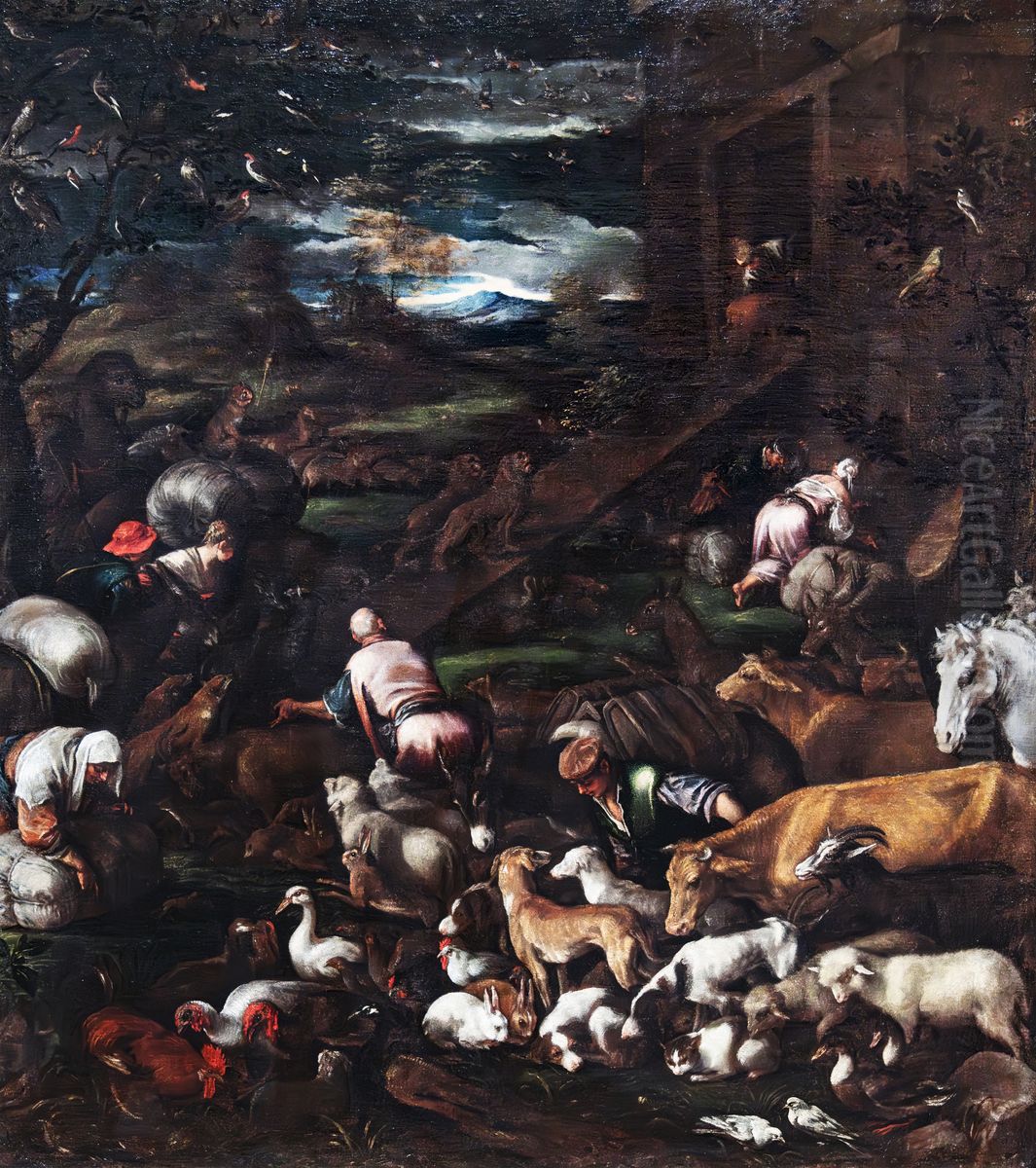 Animals Entering Noah's Ark Oil Painting by Jacopo Bassano