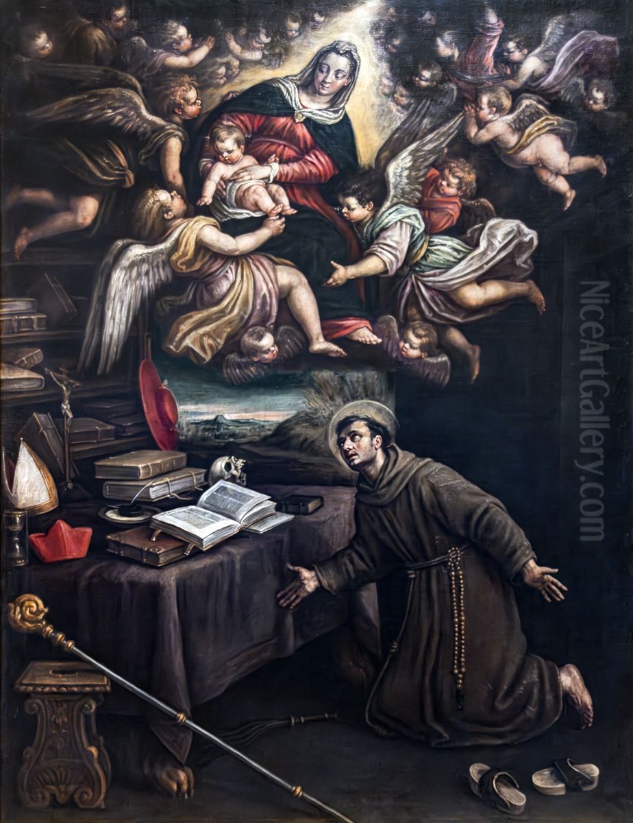 Apparition of the Virgin to Saint Bonaventure Oil Painting by Leandro Bassano