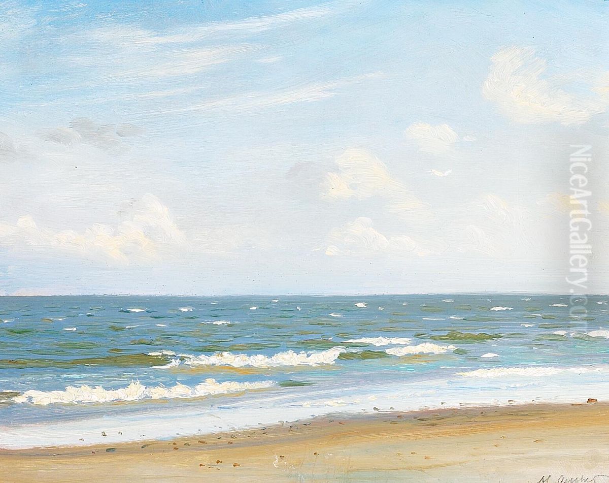 A beach with a view of the sea. Oil Painting by Michael Peter Ancher