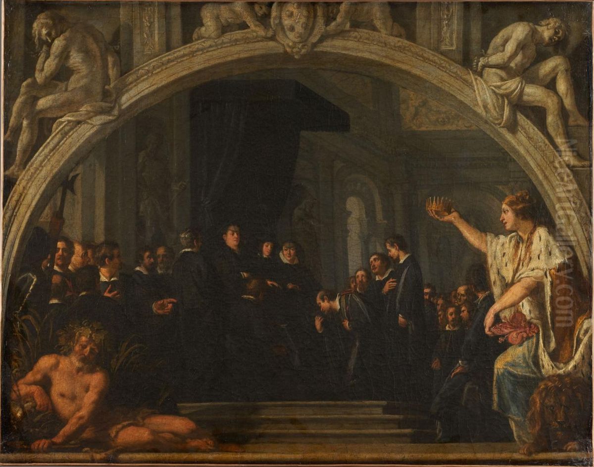 The Florentine Senate's tribute to Grand Duke Ferdinand II Oil Painting by Justus Sustermans