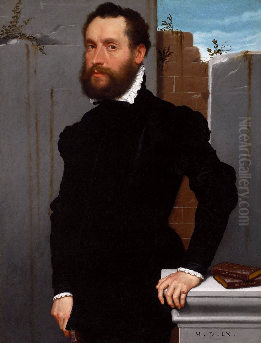 Portrait of an unknown poet. Oil Painting by Giovanni Battista Moroni