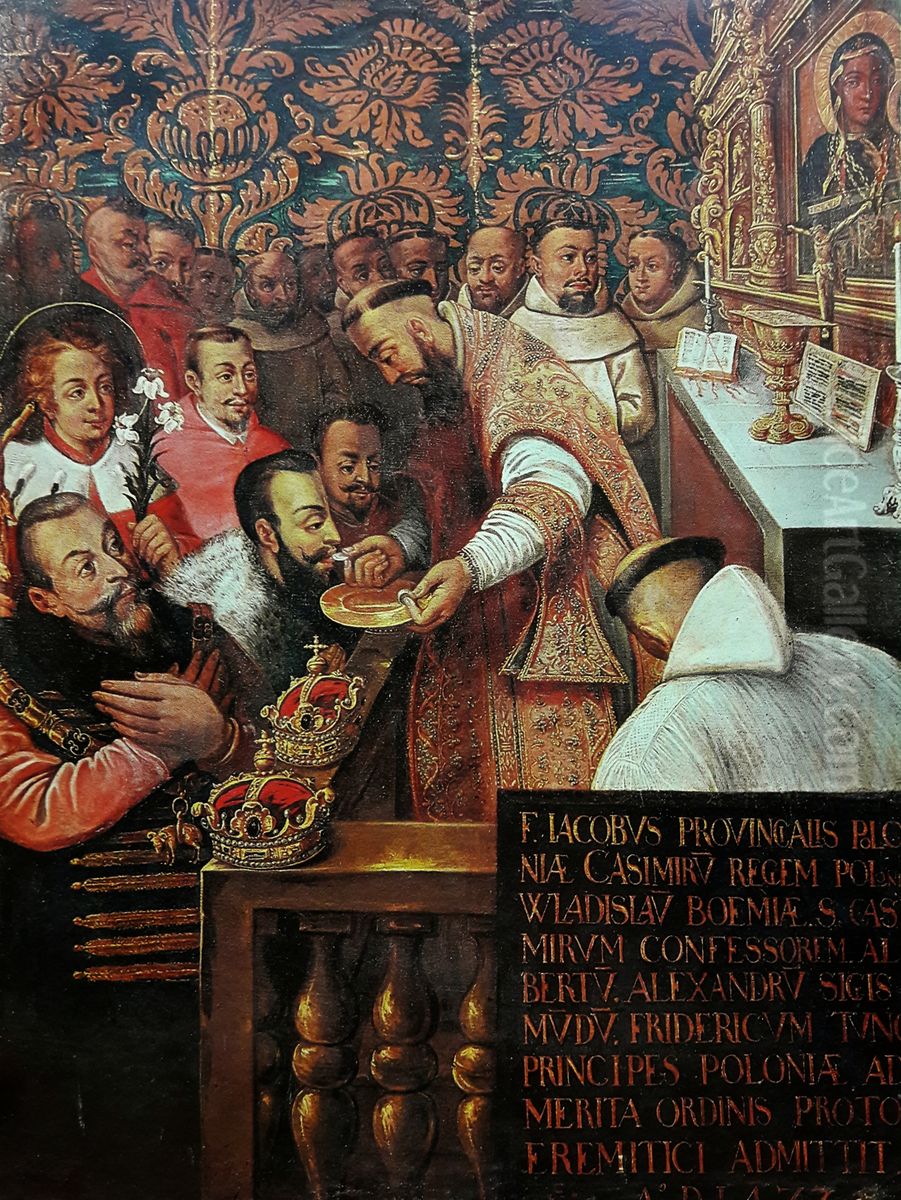 Communion of the Jagiellons at Jasna Gora in 1477 (Casimir IV Jagiellon with his sons admitted to Jasna Gora Confraternity). Oil Painting by Tommaso Dolabella