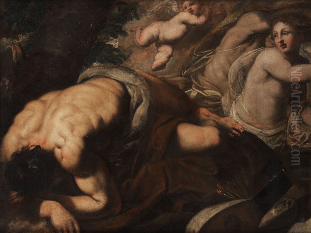 Allegory of the violent fall of the Arts Oil Painting by Pietro Liberi