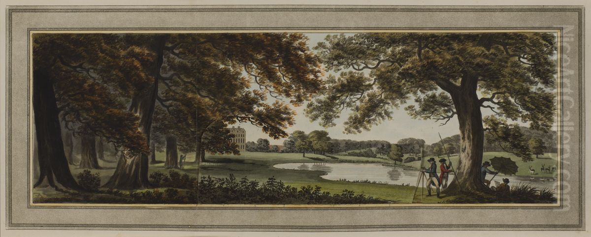 Volym. Humphry Repton (forf.), Sketches and hints on landscape gardening  : collected from designs and observations now in the possession of the different noblemen and gentlemen, for whose use they were originally made [...] Oil Painting by Humphry Repton