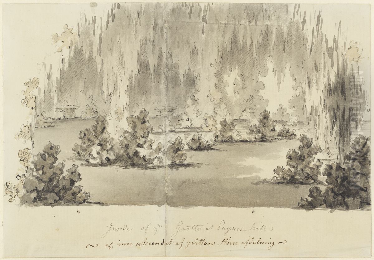 Vy av det inre av grottan i Painshill Oil Painting by Fredrik Magnus Piper