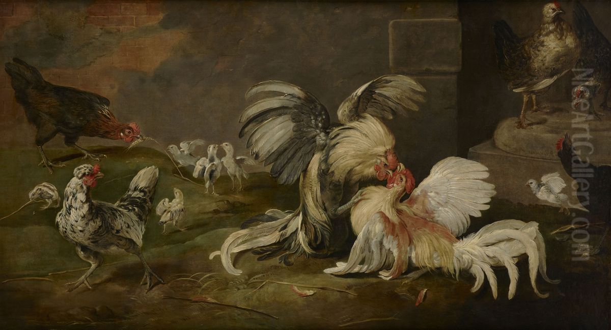 Cockfight in the poultry Oil Painting by Frans Snyders