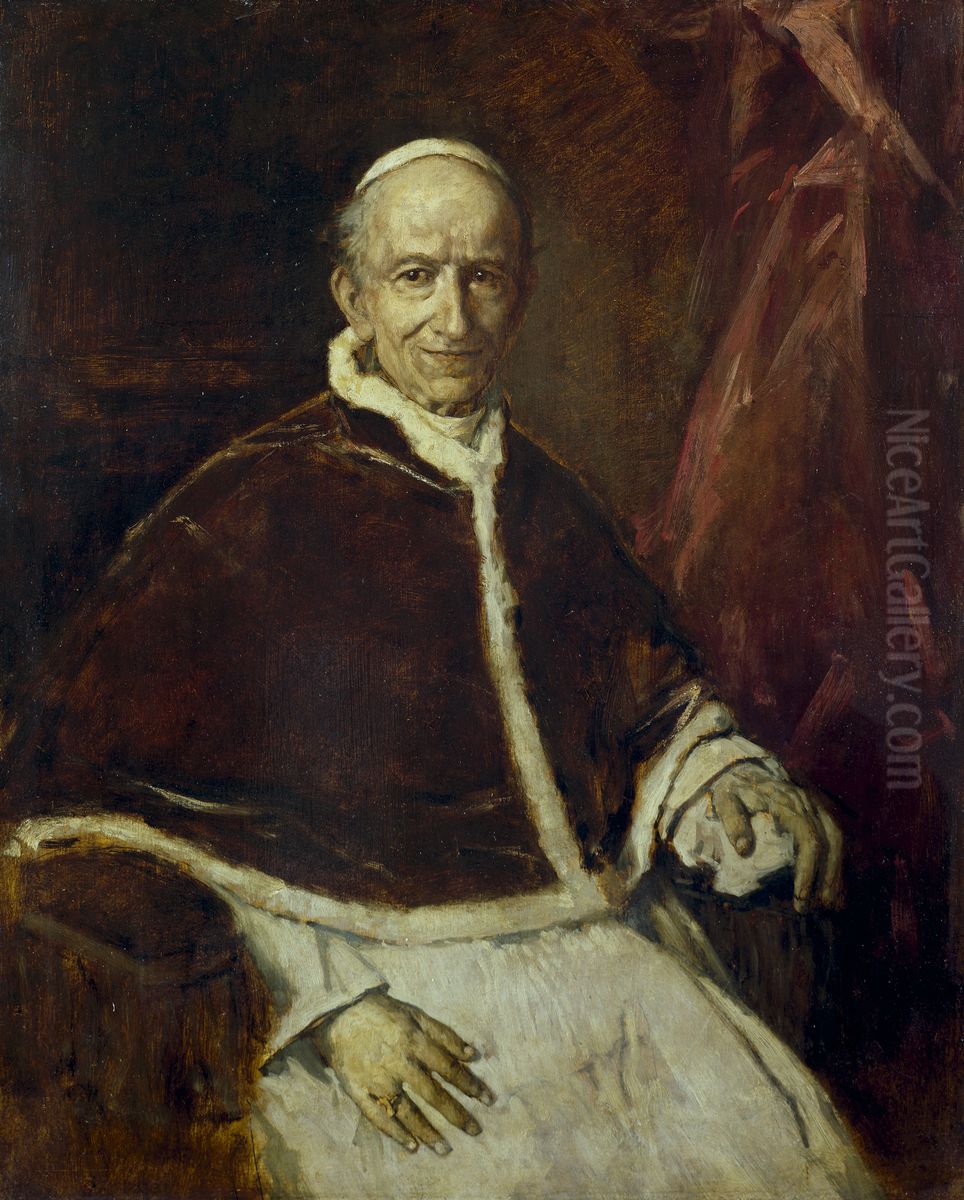 Portrait of Pope Leo XIII Oil Painting by Lenbach Franz Von