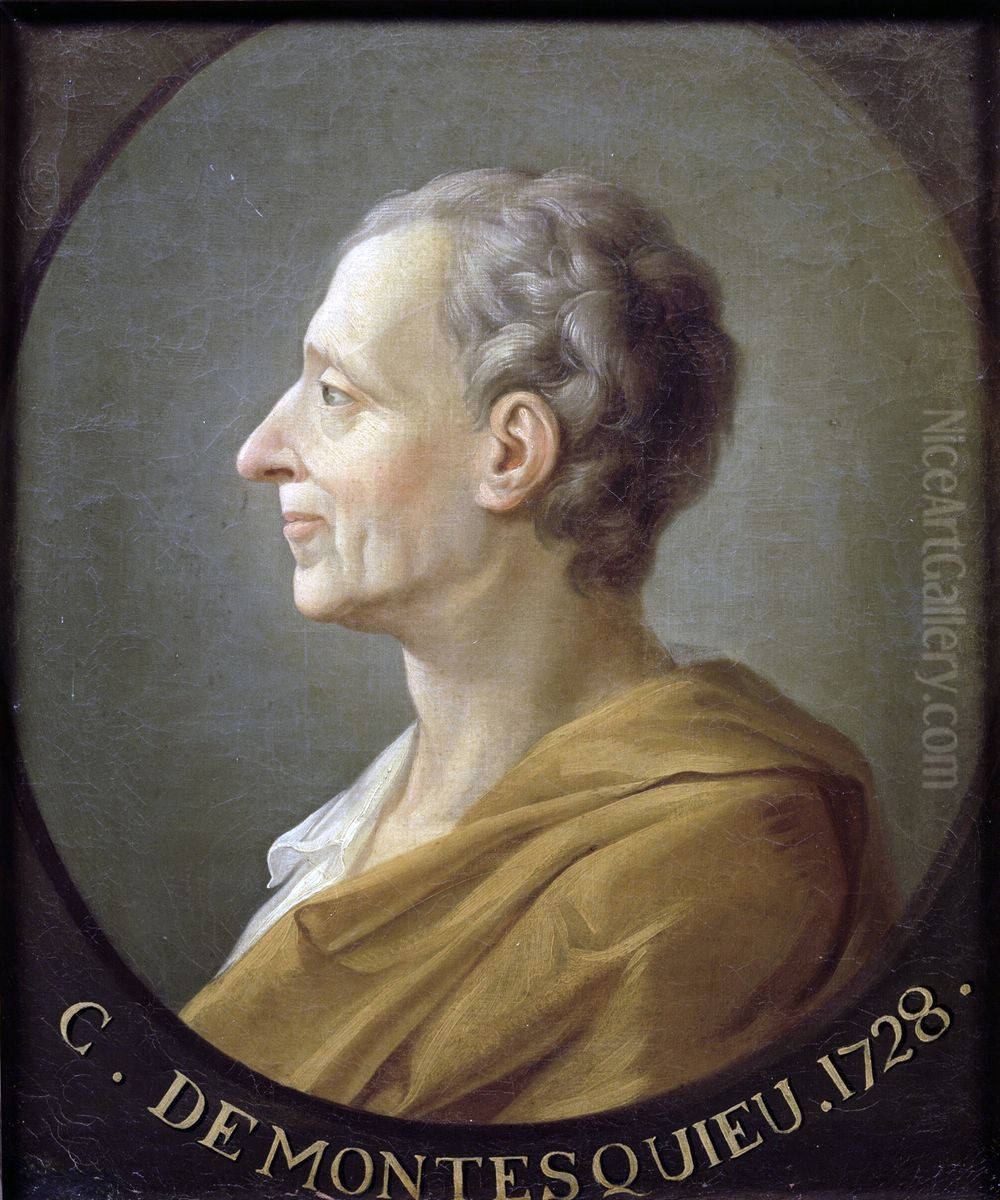 Portrait of Montesquieu (1689-1755) Oil Painting by Jacques-Antoine Dassier