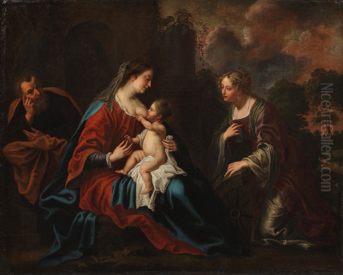 Madonna and Child with Saint Catherine of Alexandria Oil Painting by Vincent Malo (I)