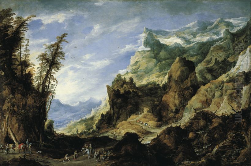Large mountain landscape Oil Painting by Joos de Momper the Younger
