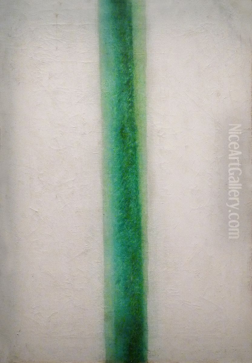 Green Line Oil Painting by Olga Rozanova