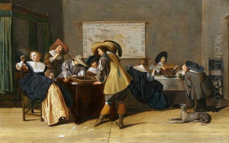 Trictrac players. Oil Painting by Dirck Hals