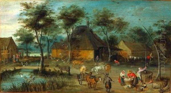 Village square. Oil Painting by Jan Brueghel the Younger