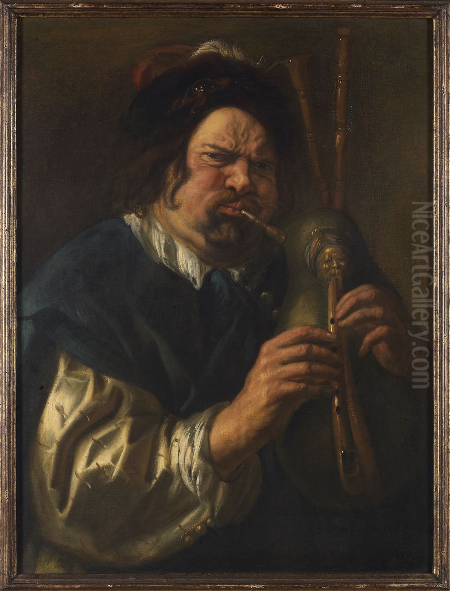 Selbstportrat als Dudelsackspieler Oil Painting by Jacob Jordaens