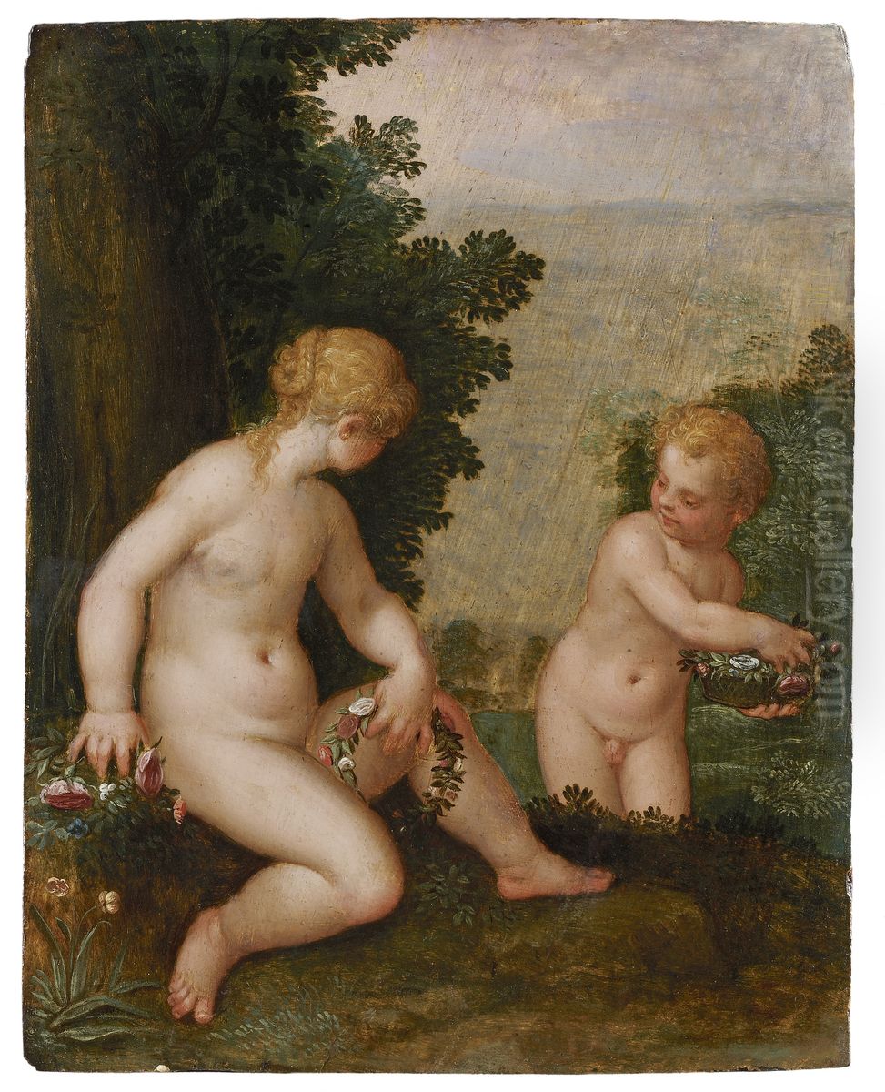 Venus en Cupido Oil Painting by Hans Rottenhammer