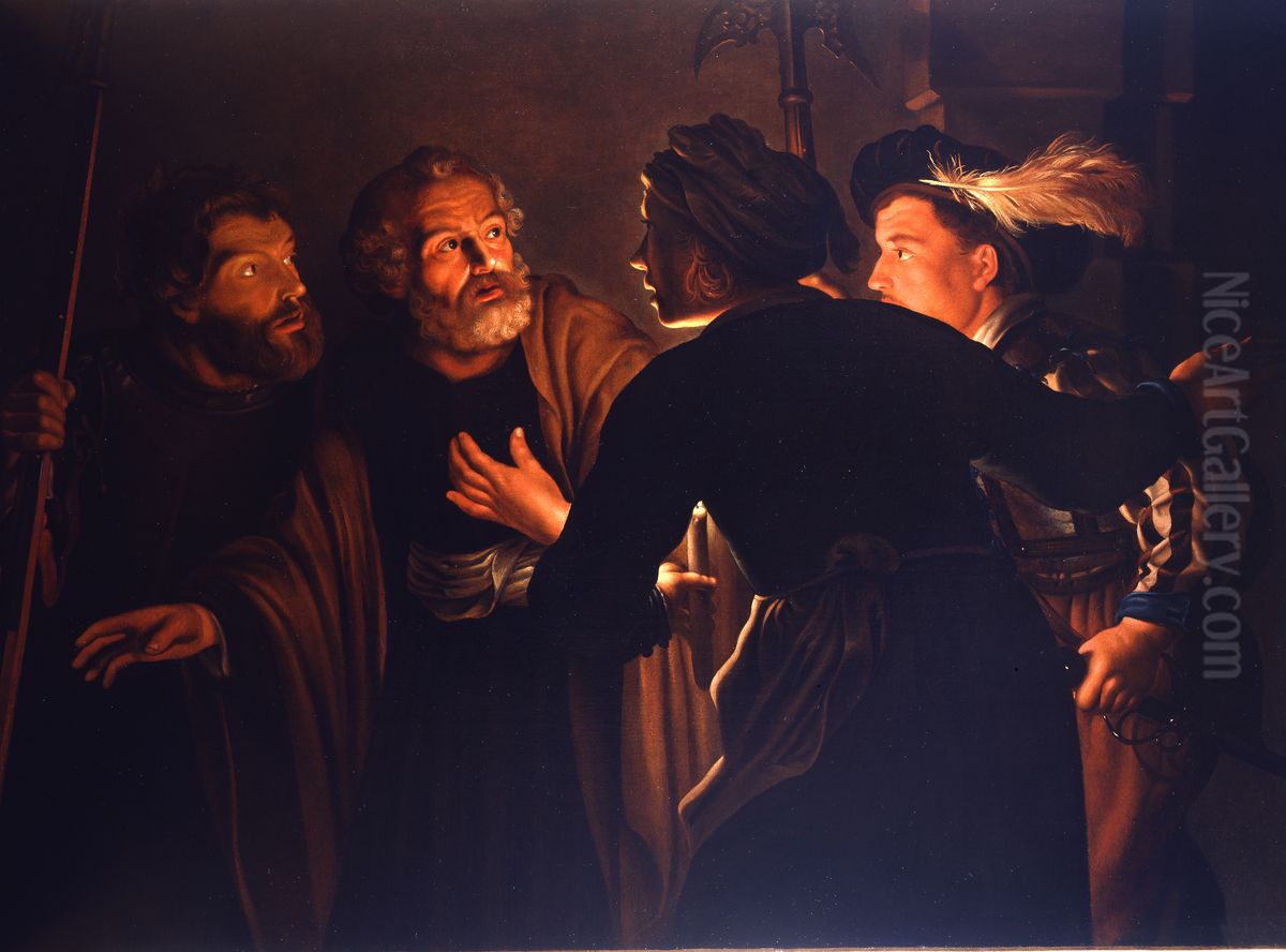 De Verloochening van de H. Petrus Oil Painting by Adam de Coster