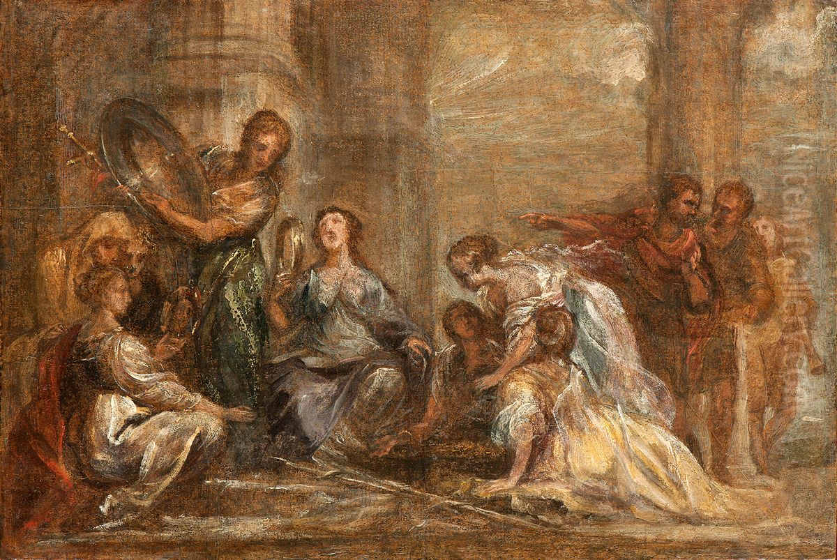 Achilles en de dochters van Lycomedes Oil Painting by Jan Boeckhorst