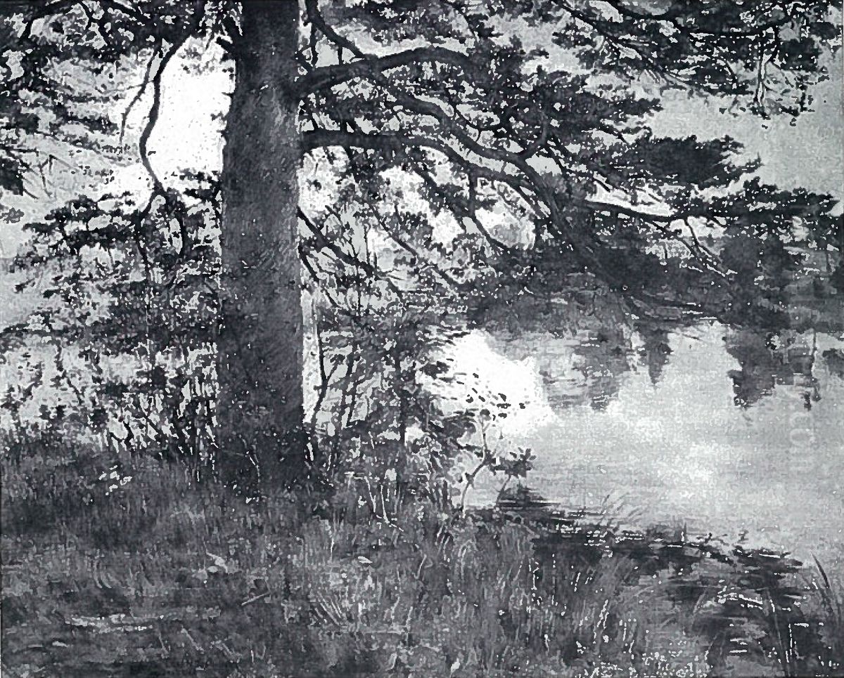 Kiefer am Wasser Oil Painting by Lovis (Franz Heinrich Louis) Corinth