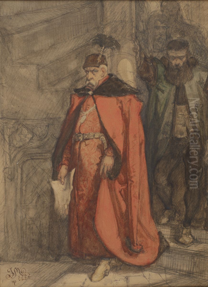 Jan Zamoyski idacy obwiescic wyrok smierci Zborowskiemu Oil Painting by Jan Matejko