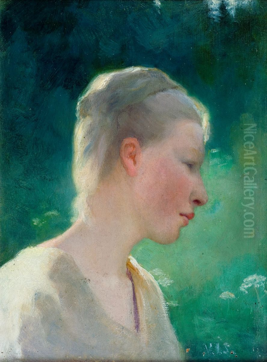 Young Woman Oil Painting by Venny Soldan-Brofeldt