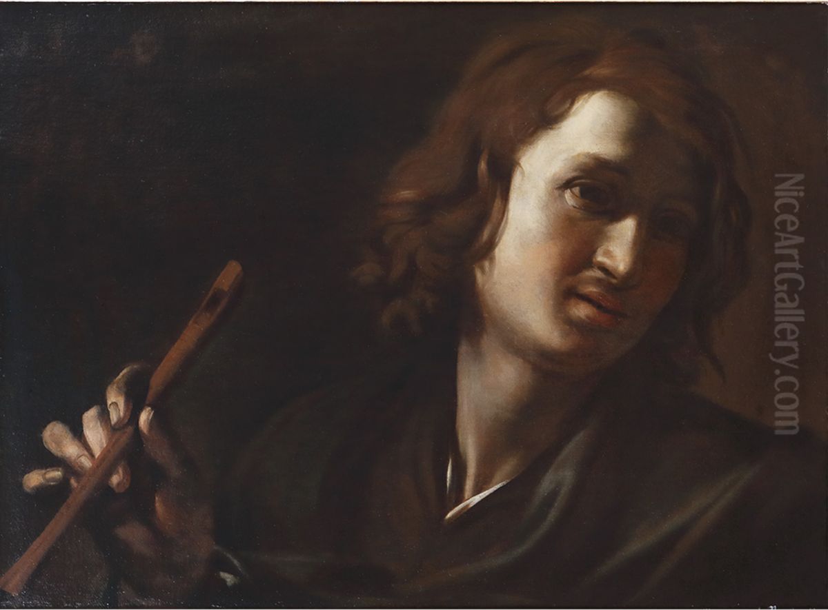 Recorder player Oil Painting by Bartolomeo Mendozzi