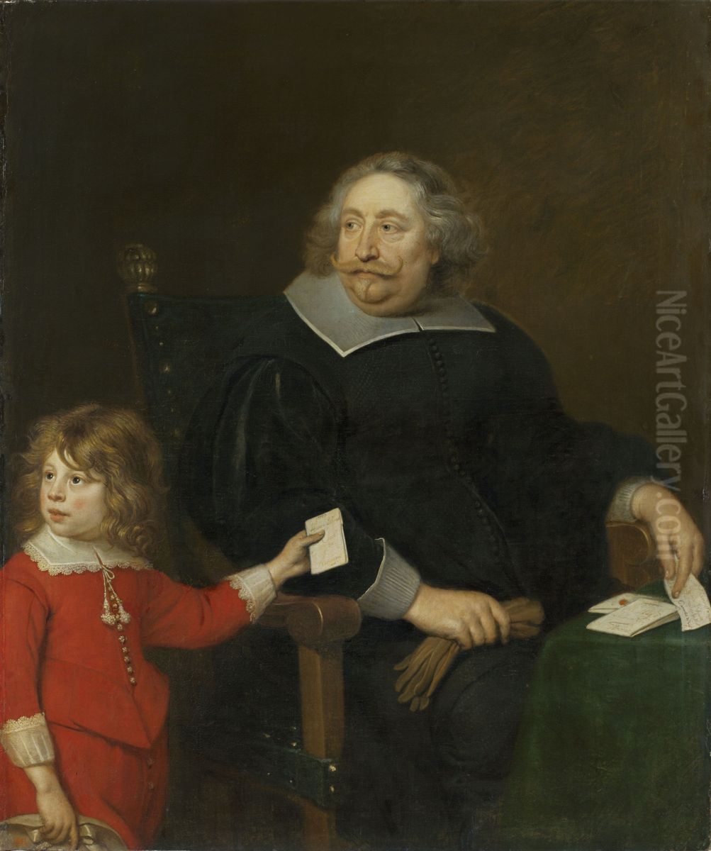 Portrait of Salomon Cock and his son Oil Painting by Cornelis De Vos