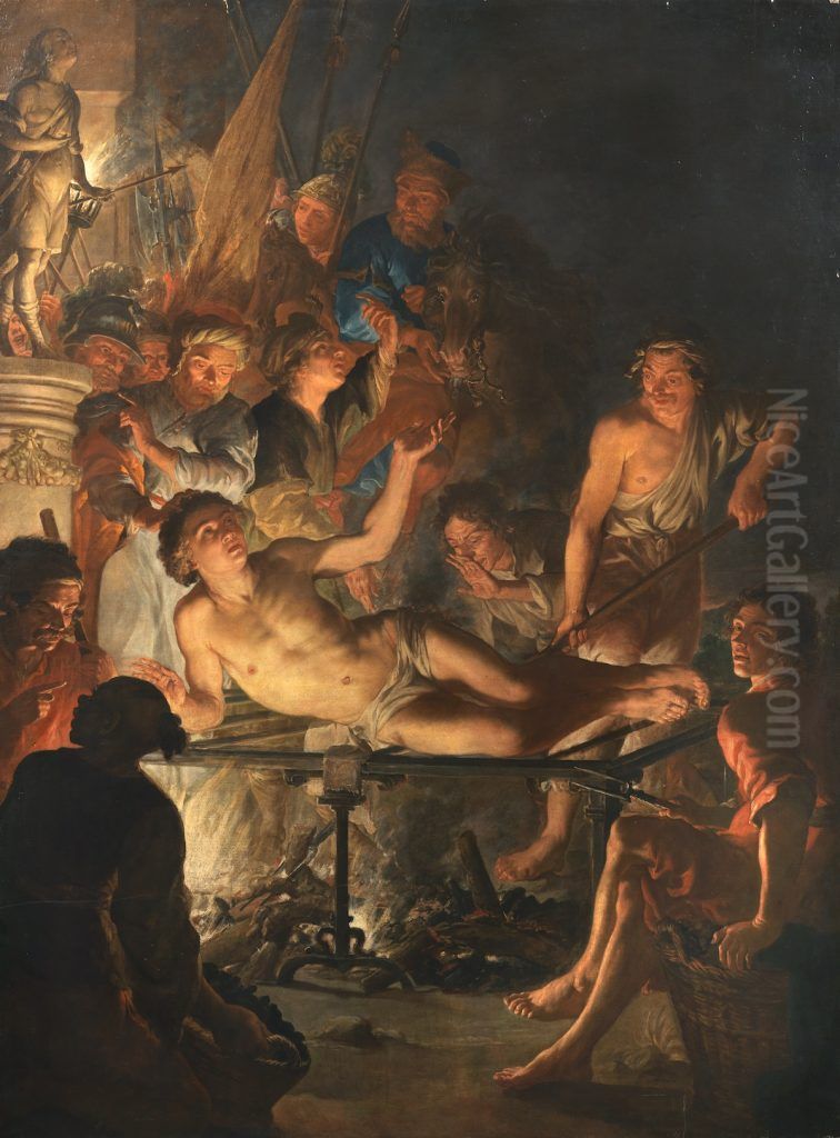 The martyrdom of St Lawrence Oil Painting by Jacques de l'Ange
