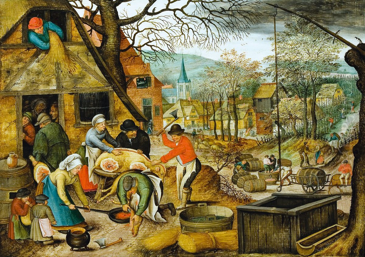 Autumn (Slaughter and Pressing the Grapes) Oil Painting by Pieter Brueghel the Younger
