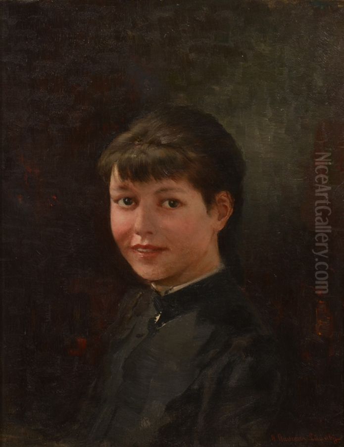 Portrait of a young woman. Oil Painting by Anders Andersen-Lundby