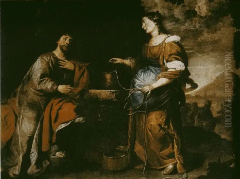 Jesus and the Samaritan woman at the well Oil Painting by Jan De Herdt