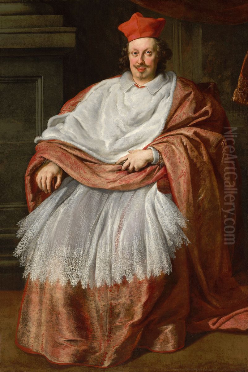 Portrait of Cardinal Carlo de Medici (1595-1666), full-length, in cardinal's robes Oil Painting by Justus Sustermans