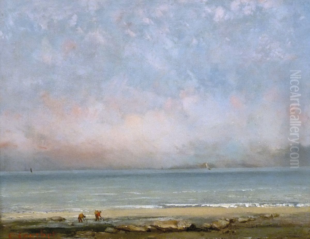 The Beach at Trouville Oil Painting by Gustave Courbet