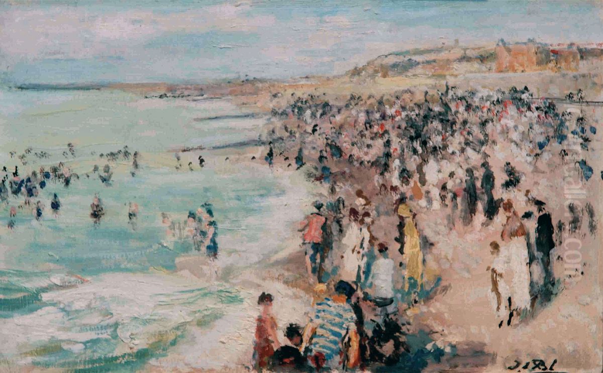 Dieppe Beach Oil Painting by Jacques-Emile Blanche